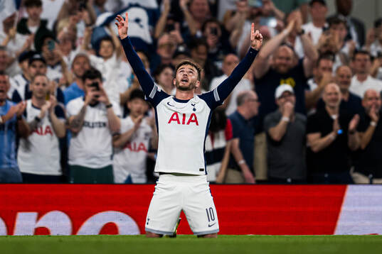 James Maddison of Tottenham celebrates after scoring the 2-0 goal