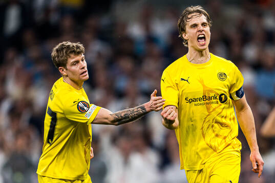 Ulrik Saltnes of Bodø/Glimt celebrates after scoring the 3-1 goal
