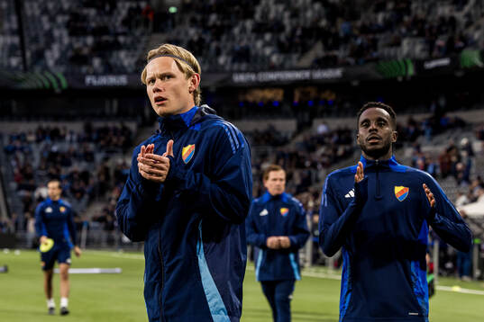Tobias Gulliksen of Djurgården ahead of the UEFA Conference League semifinal between Djurgården and Chelsea on May 1, 2025 in Stockholm. 