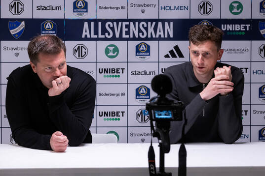 Häckens tränare Jens Gustafsson och IFK Norrköpings tränare Martin Falk