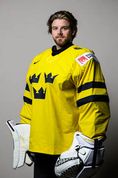 Goaltender Samuel Ersson of Sweden poses for a portrait