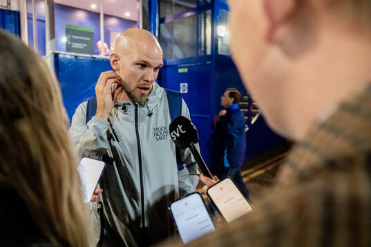 Marcus Danielson of Djurgården is being interviewed