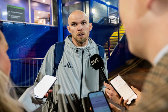 Marcus Danielson of Djurgården is being interviewed