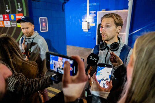 Daniel Stensson of Djurgården is being interviewed