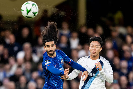 Marc Cucurella of Chelsea and Keita Kosugi of Djurgården