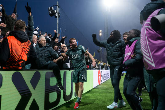 Dejan Kulusevski of Tottenham Hotspur celebrates