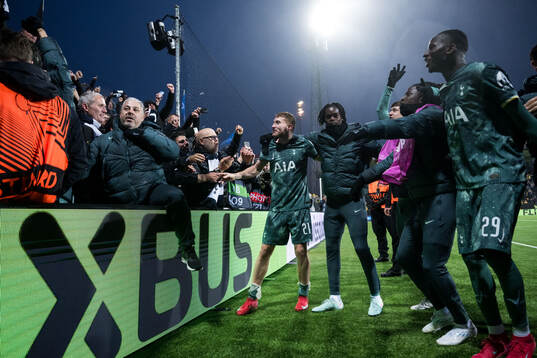 Dejan Kulusevski of Tottenham Hotspur celebrates