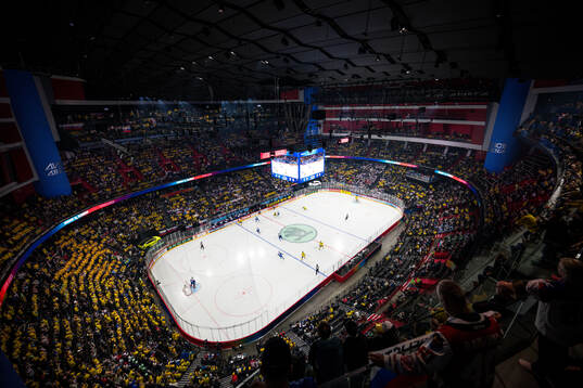 General view of Avicii Arena with spectators in the stands