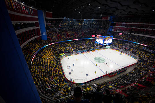 General view of Avicii Arena with spectators in the stands