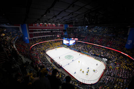 General view of Avicii Arena with spectators in the stands