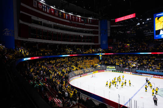 Players of Sweden in front of fans