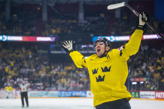 Mikael Backlund of Sweden celebrates