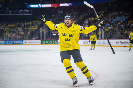 Mikael Backlund of Sweden celebrates