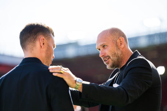 Alfred Johansson, head coach of Rosenborg, and Mikael Dorsin, sports director of Rosenborg,
