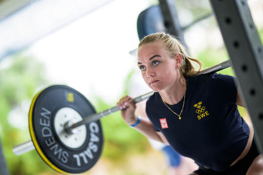 Ice hockey athlete Josefin Bouveng of Sweden training at a