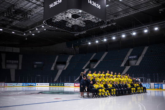  Team assistant Mari Bohman, head of security Janne Holmström, Rasmus Sandin, Isac Lundeström, Anton Bengtsson, Christoffer Ehn, Gabriel Carlsson, Emil Heineman, Elias Lindholm, Jonas Brodin, Max Friberg, Erik Gustafsson, Jesper Frödén, media manager Linus Hugosson and content manager Gustav Douhan. Middle row: Equipment manager Frederik Andersen, equipment manager Johan Kellerstam, equipment manager Anders Kellerstam, William Karlsson, Marcus Johansson, Leo Carlsson, goaltender Samuel Ersson, goaltender Jacob Markström, goaltender Arvid Söderblom, Simon Edvinsson, Marcus Pettersson, Alexander Wennberg, physiotherapist Sven Thomsson, physiotherapist Fredrik Carls and doctor Jonas Kalman. Bottom row: Goaltender coach Anthon Hansson, Adam Larsson, Lucas Raymond, assistant coach Nicklas Rahm, Mikael Backlund, senior advisor Daniel Alfredsson, assistant general manager Patric Hörnqvist, general manager Josef Boumedienne, cirector of national teams Anders Lundberg, Rasmus Andersson, head coach Sam Hallam, Mika Zibanejad, Filip Forsberg, assistant coach Stefan Klockare and assistant coach Anders Sörensen.