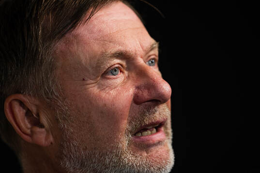 Head coach Peter Gerhardsson of the Swedish women's national football team at a press conference
