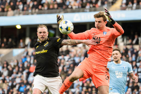 AIKs John Guidetti och Malmö FFs Melker Ellborg