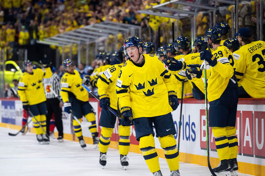 Lucas Raymond of Sweden celebrates after 2-0