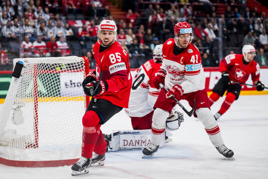 Sven Andrighetto of Switzerland and Jesper Jensen Aabo of Denmark