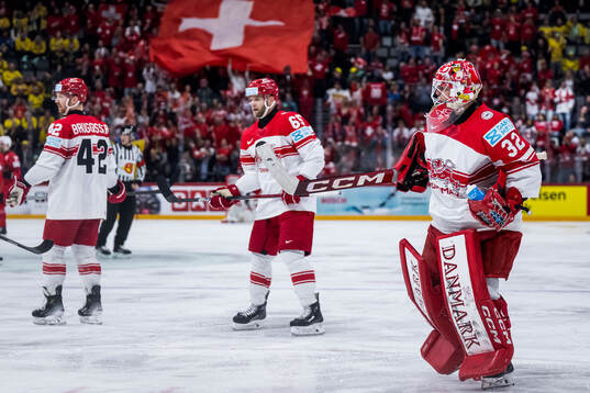Goaltender Sebastian Dahm of Denmark