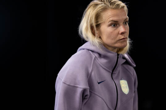 Ada Hegerberg of Norway in the mixed zone