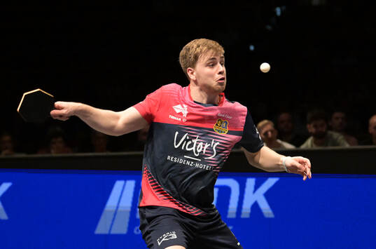 Truls Möregårdh of Saarbrücken during the table tennis semi final match in Champions League between Saarbrücken and KS Orlicz 1924 on May 31, 2025 in Saarbrücken. 
