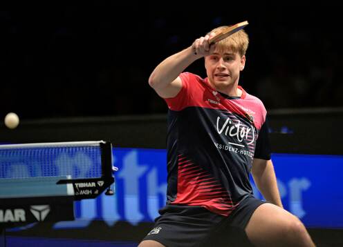 Truls Möregårdh of Saarbrücken during the table tennis semi final match in Champions League between Saarbrücken and KS Orlicz 1924 on May 31, 2025 in Saarbrücken. 
