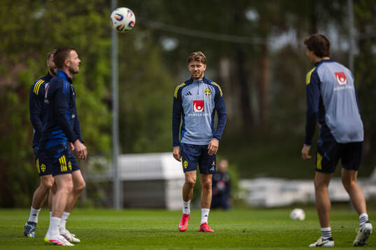 Anton Salétros of the Swedish national football team at a
