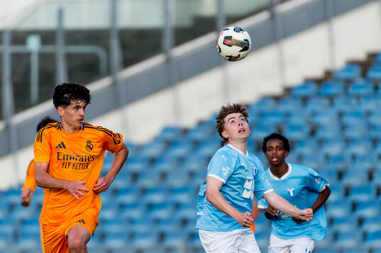 Real Madrids Victor Manuel Plazas Hidalgo och Malmö FFs