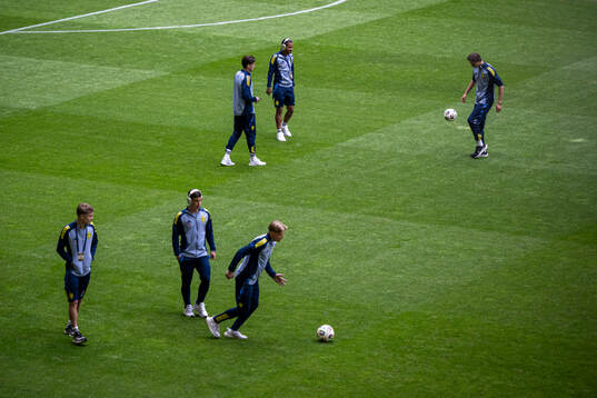 Besfort Zeneli, Momodou Sonko and John Mellberg of Sweden