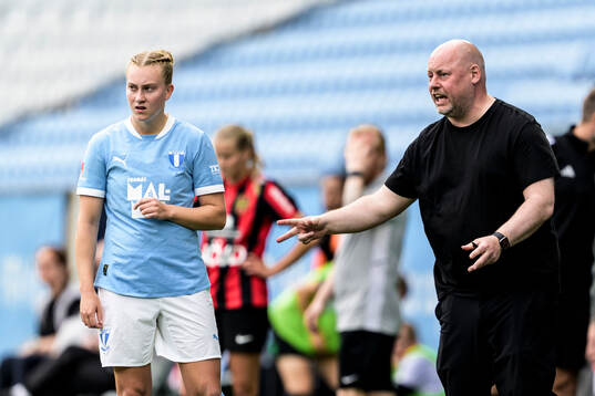 Malmö FFs Agnes Mårtensson och tränare Jonas Valfridsson