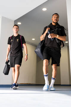Lasse Berg Johnsen and Martin Olsson of Malmö FF