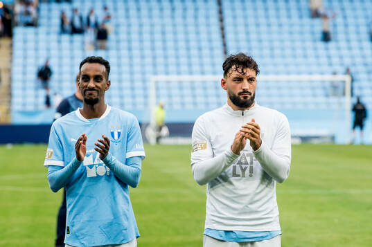 Malmö FFs Taha Ali och Sead Haksabanovic jublar