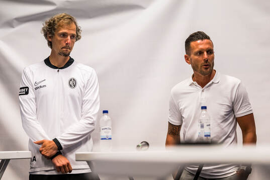 Landskronas tränare Robin Asterhed och Trelleborgs