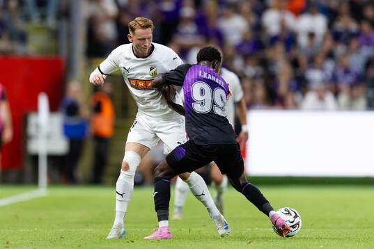 Julius Lindberg of Häcken and Ibrahim Kanate of Anderlecht