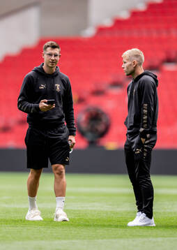 Lasse Berg Johnsen and Oscar Lewicki of Malmö FF at a