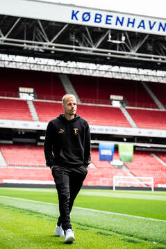 Oscar Lewicki of Malmö FF at a stadium walk-around