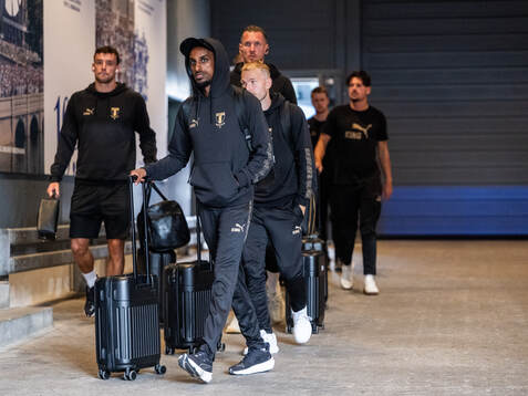 Taha Ali of Malmö FF arrives at the arena