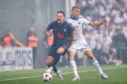Colin Rösler of Malmö FF and Andreas Cornelius of FC