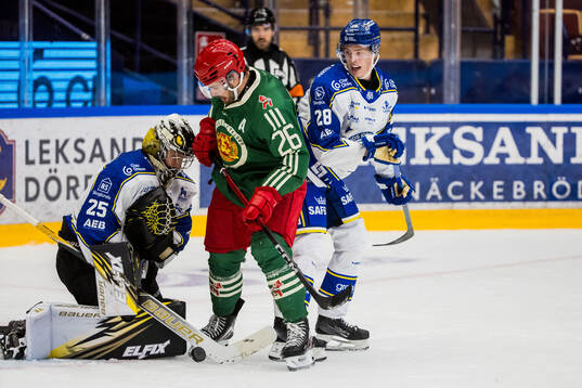 Leksands målvakt Robin Christoffersson och Moras Arvid