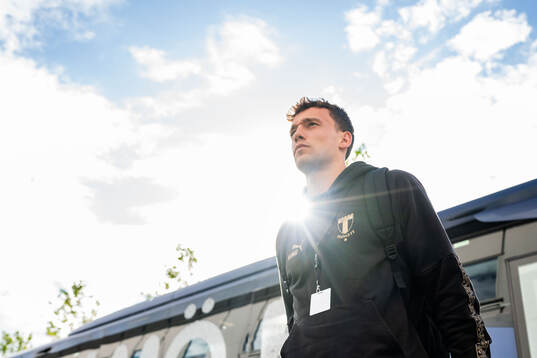 Colin Rösler of Malmö FF arrives at the stadium