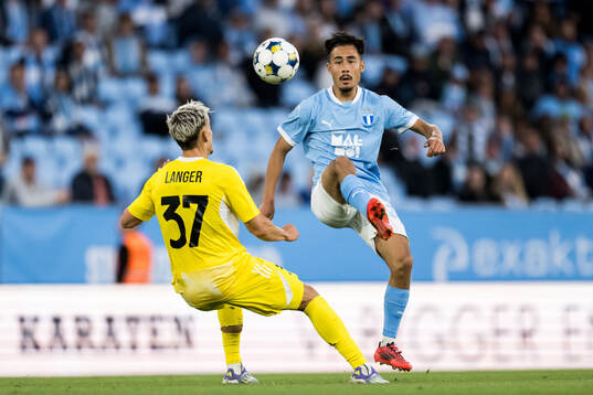 Stepan Langer of SK Sigma Olomouc and Adrian Skogmar of