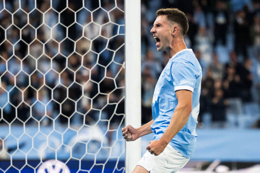 Lasse Berg Johnsen of Malmö FF celebrates