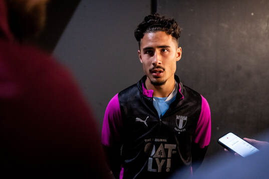 Adrian Skogmar of Malmö FF is being interview