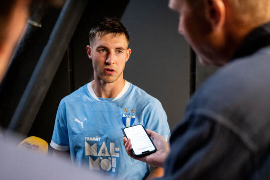 Lasse Berg Johnsen of Malmö FF is being interview