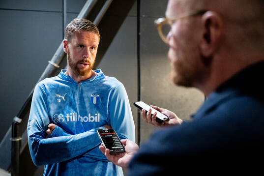 Pontus Jansson of Malmö FF is being interview