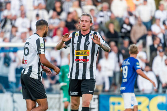 Landskronas Hampus Näsström och Rassa Rahmani jublar