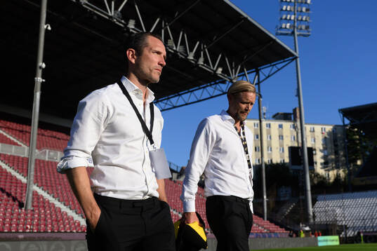 Football manager Martin Ericsson and club manager Marcus