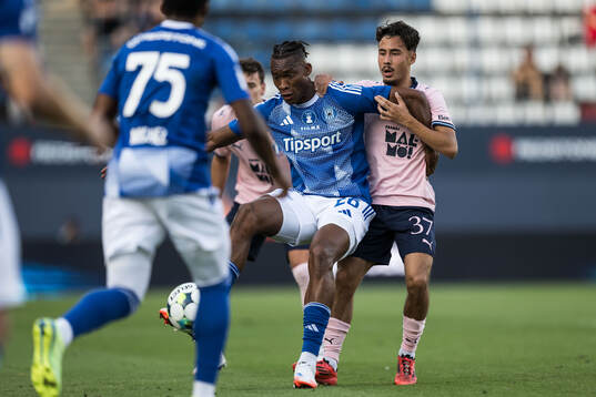 Muhamed Tijani of SK Sigma Olomouc and Adrian Skogmar of